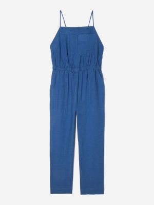 The Linen Shoestring Jumpsuit | Deep Blue