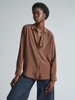 The Must-Have Shirt in Washable Silk | Carob Brown