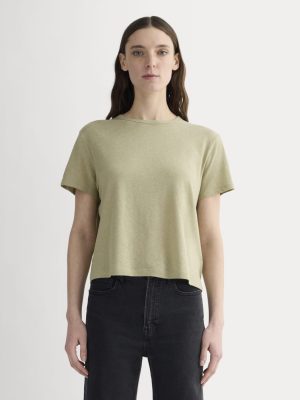The Box-Cut Tee in Cotton Linen | Eucalyptus
