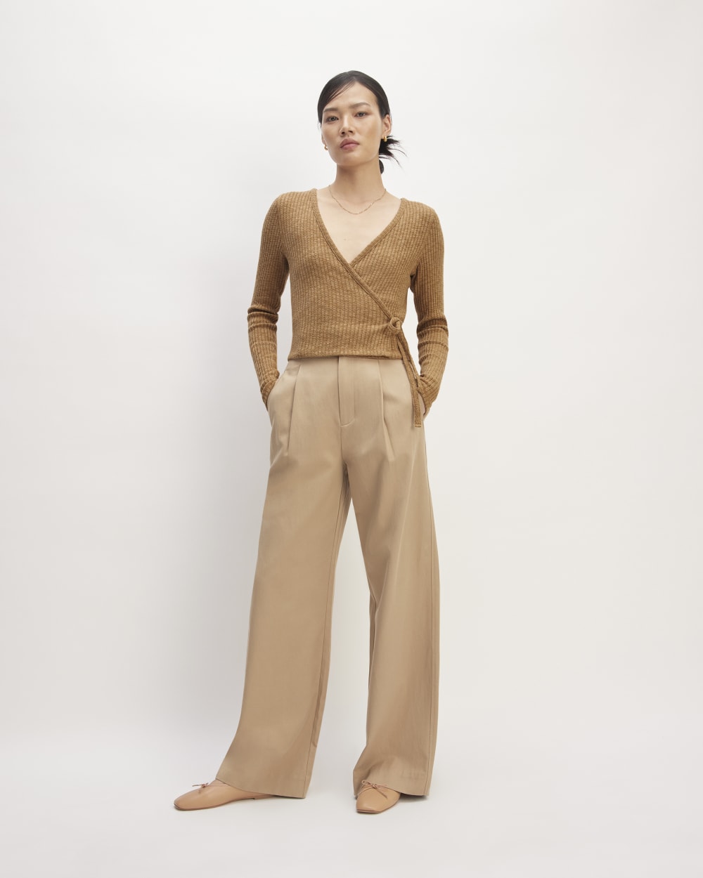 The Cozy Rib Wrap Top | Cappuccino - Image 3