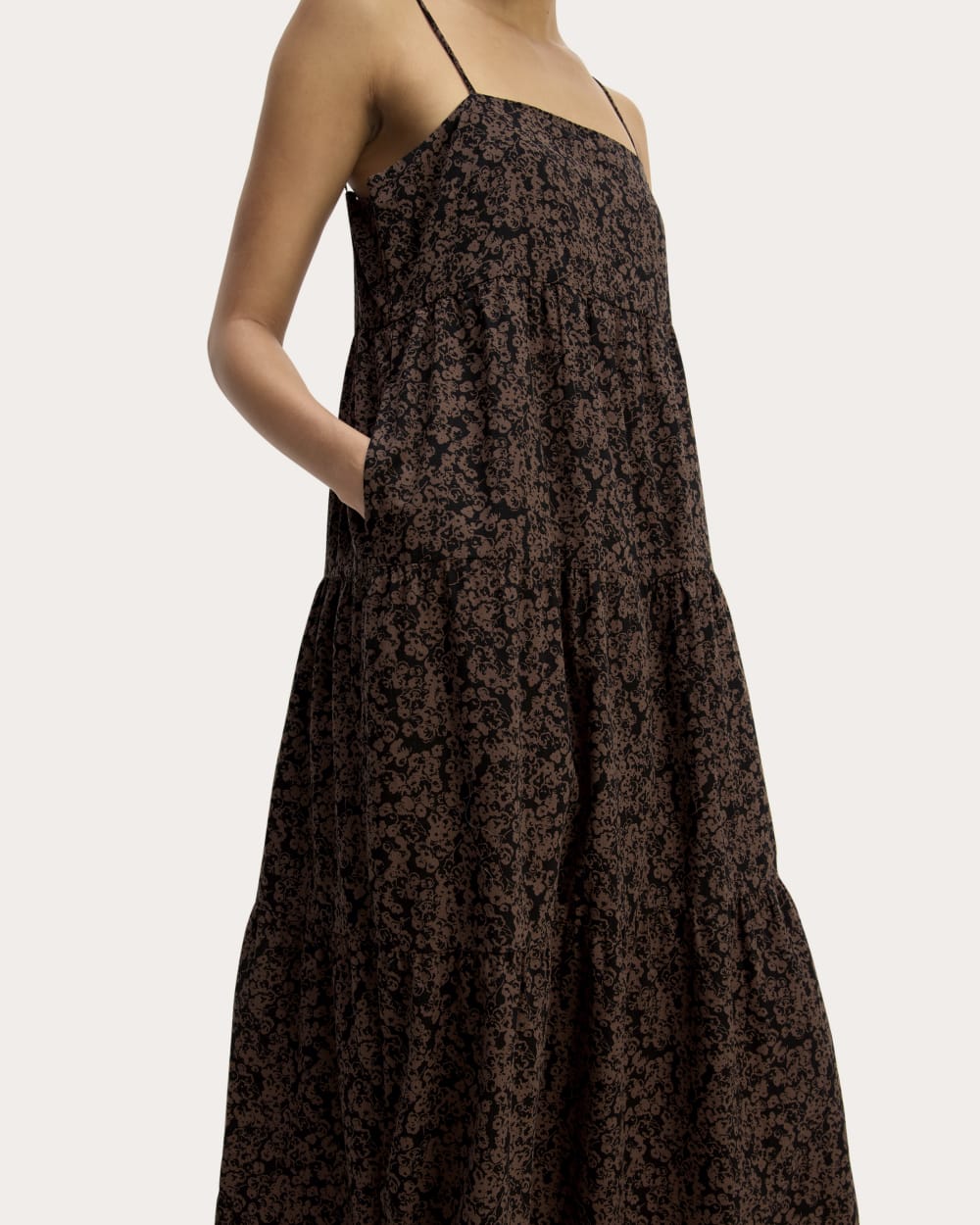 The Gauze Tiered Dress | Black / Cocoa Small Floral - Image 4