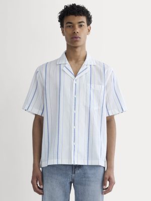 The Textured Resort Shirt | Bone / Dutch Blue