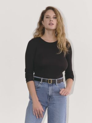 The Luxe Rib Long-Sleeve Crew | Black