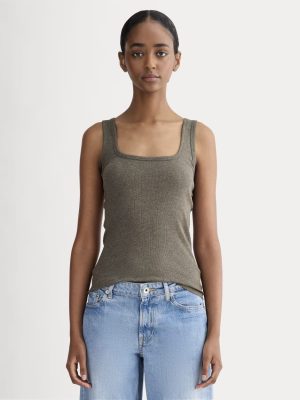 The Luxe Rib Square-Neck Tank | Heathered Fatigue
