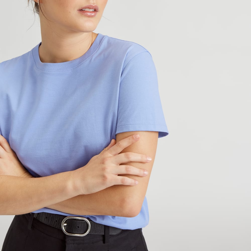 The Box-Cut Tee in Essential Cotton | Cornflower Blue | No Pocket - Image 4