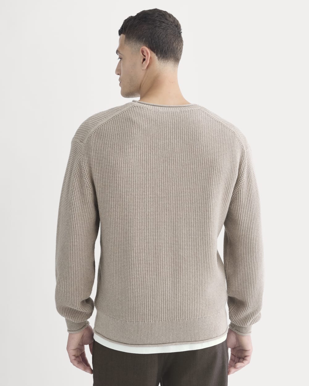 Waffle Rollneck Crew in Everyday Cotton | Heathered Oatmeal - Image 6