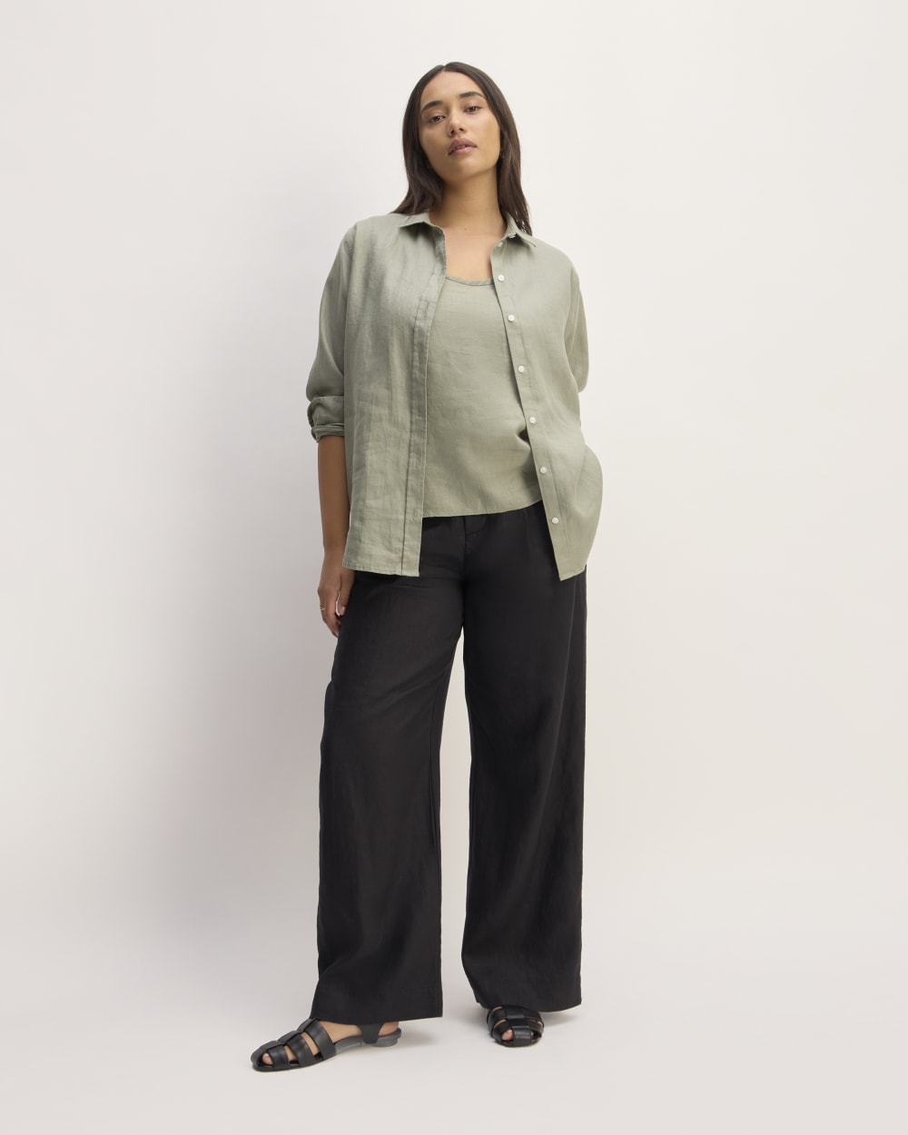 The Scoop Tank in Linen | Sage Green - Image 3