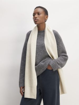 The Felted Merino Waffle-Knit Scarf | Heathered Oat