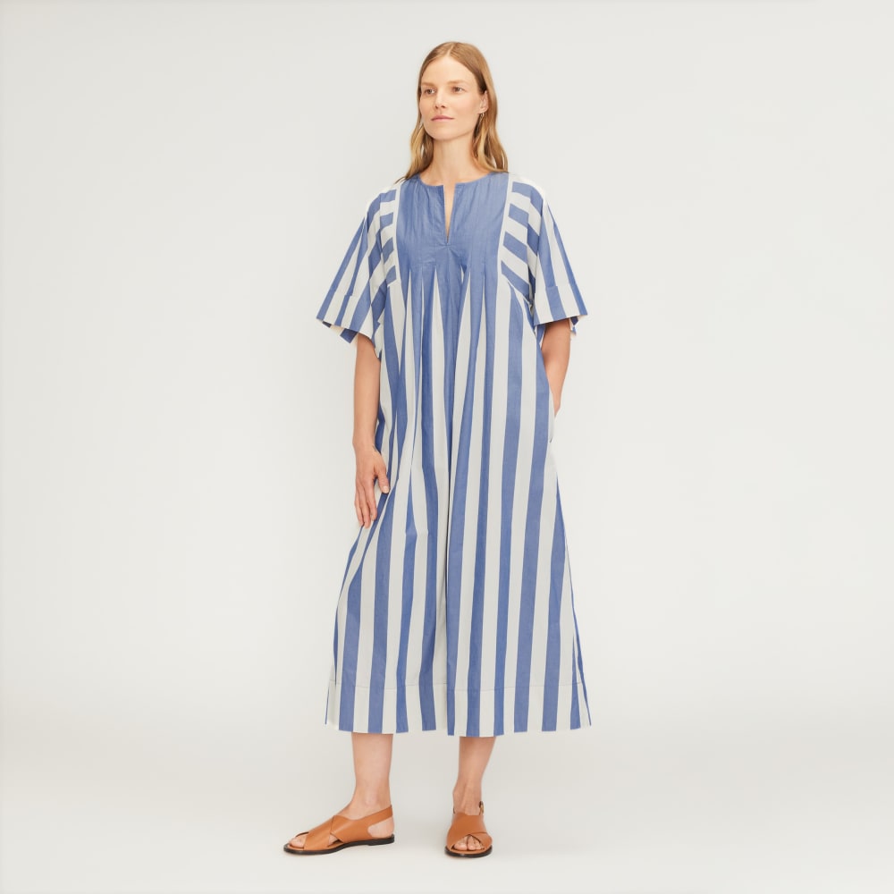 The Poplin Caftan Dress | Mazarine Blue / Bone