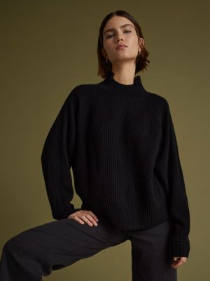 The Cashmere Ribbed Turtleneck | Black