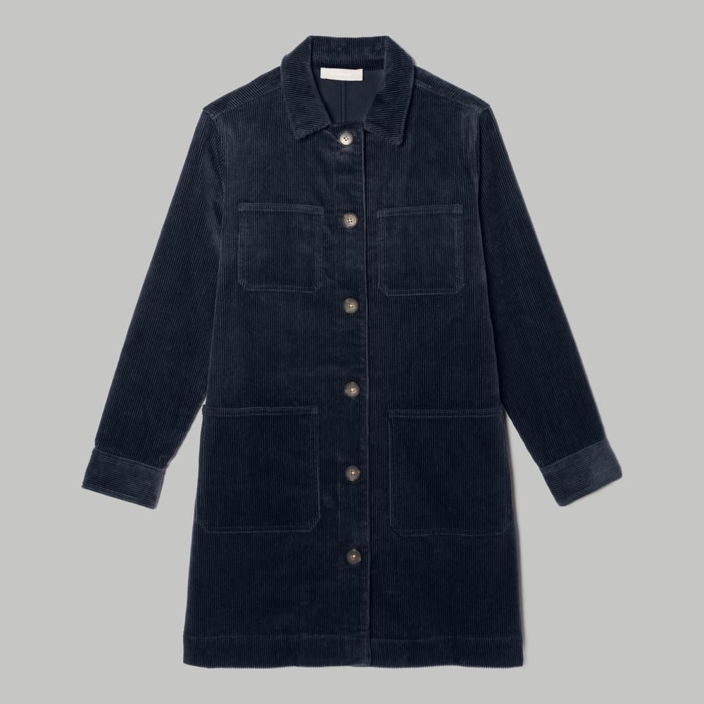 The Corduroy Long Shirt Jacket | Deep Navy - Image 2