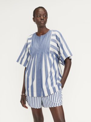 The Poplin Tunic | Mazarine Blue / Bone