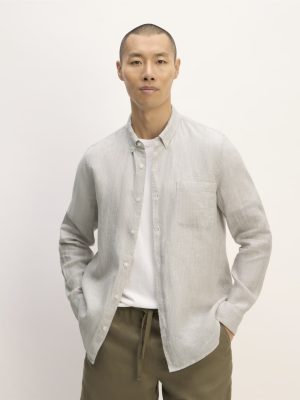 The Classic Shirt in Linen | Stone / White