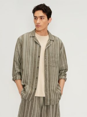 The Relaxed Linen Long-Sleeve Shirt | Seagrass / Kalamata