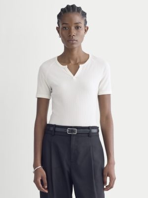 The Shimmy V-Neck Top | Bone