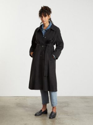 The Gathered Drape Trench | Black