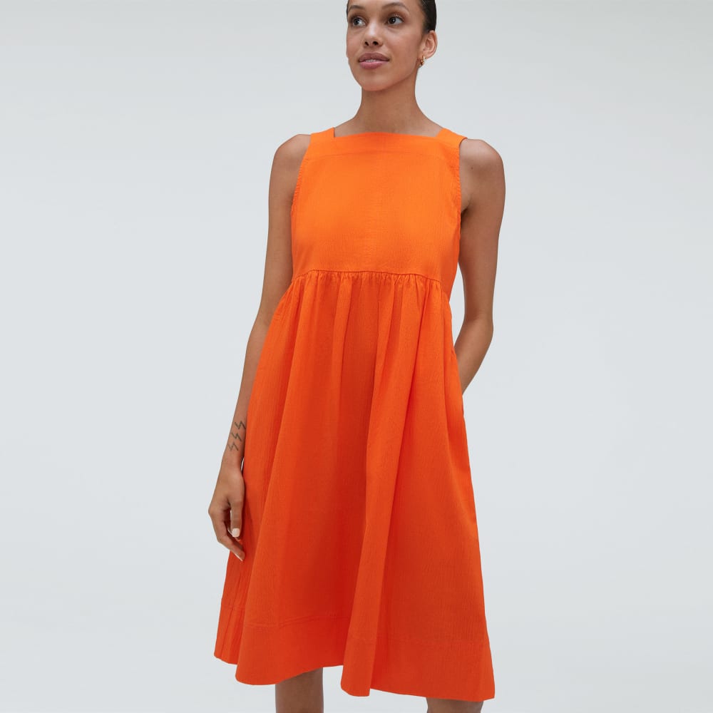 The Seersucker Midi Dress | Bright Orange - Image 6