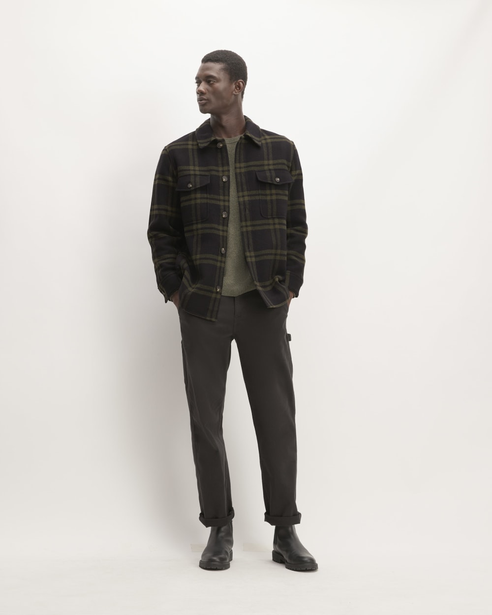 The ReWool? Oversized Shirt Jacket | Black / Olive - Image 3