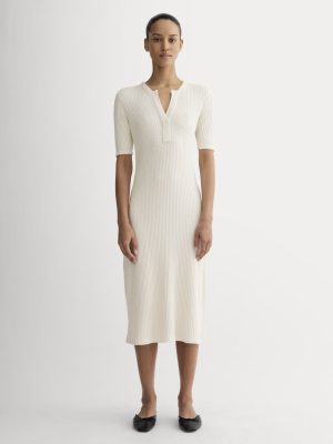The Rib-Knit Henley Dress | Bone