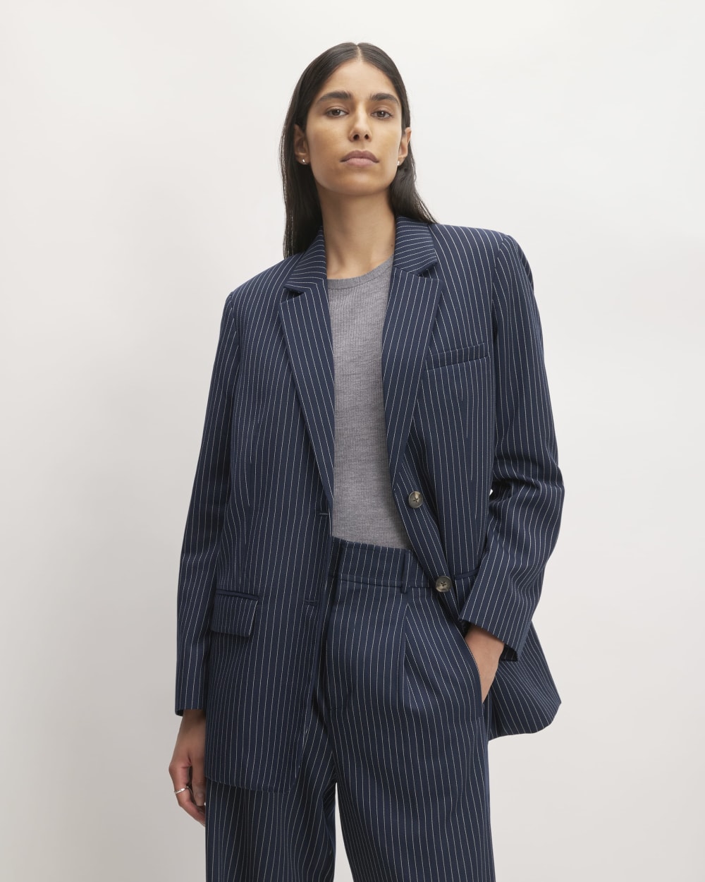 The Oversized Blazer in Buttersmooth | Navy / Bone