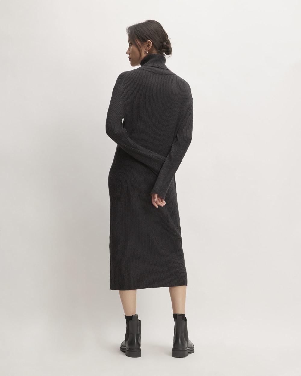 The Cotton-Merino Turtleneck Dress | Heather Charcoal - Image 6