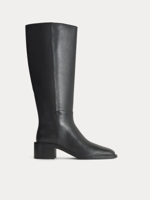 Leather Knee-High City Boot |  Black