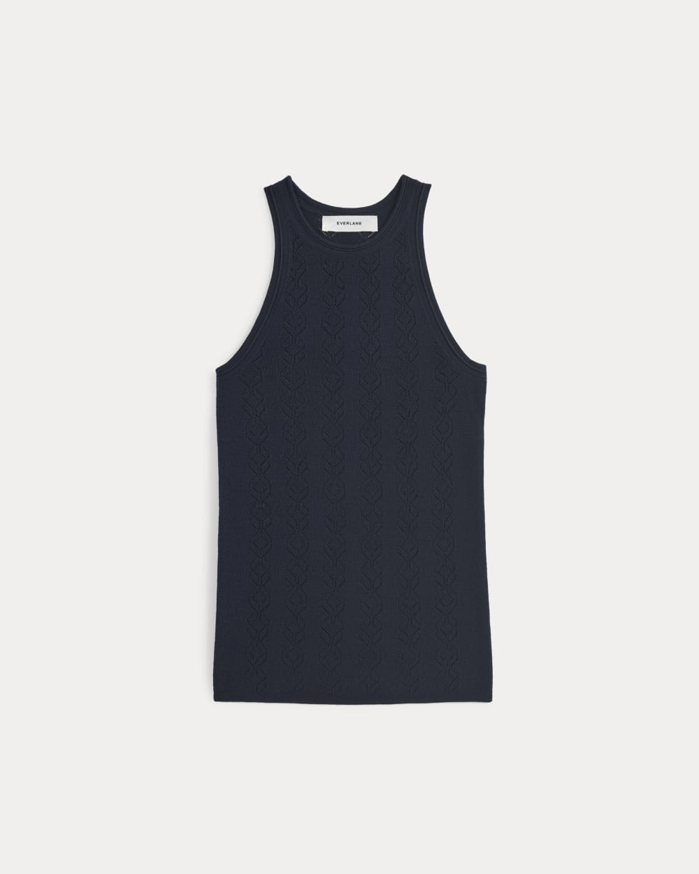 The Pointelle Racerback Tank in Ultrafine Merino | Navy - Image 2