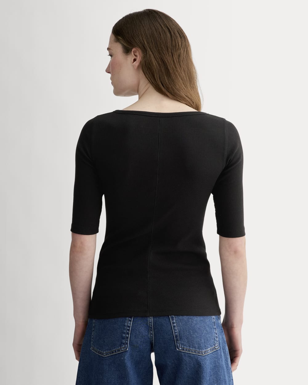 The Luxe Rib Scoop-Neck Tee | Black - Image 4
