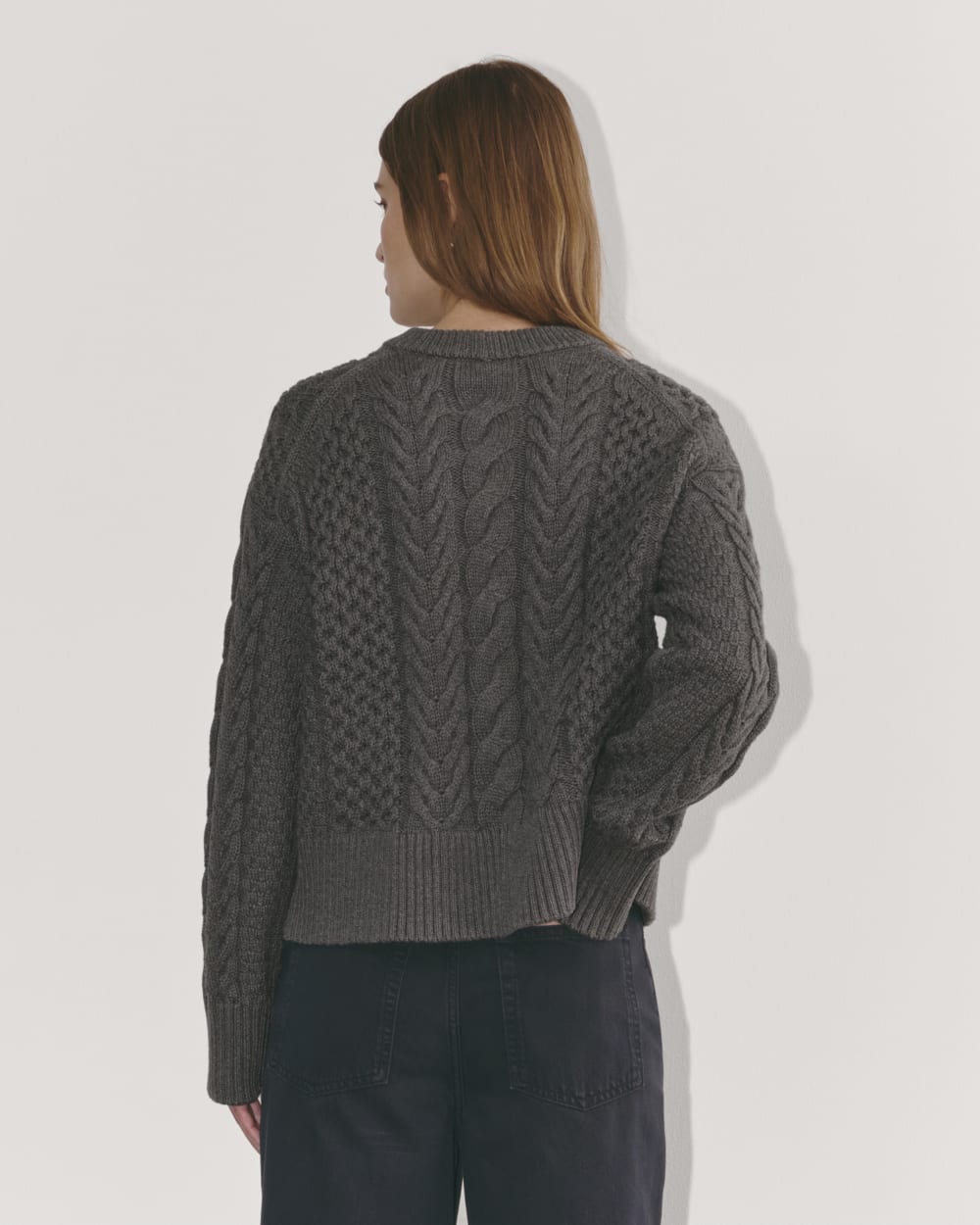 The Cable Sweater in Everyday Cotton | Heathered Charcoal - Image 5