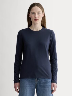 The Slim Long-Sleeve Crew in Essential Cotton | Navy
