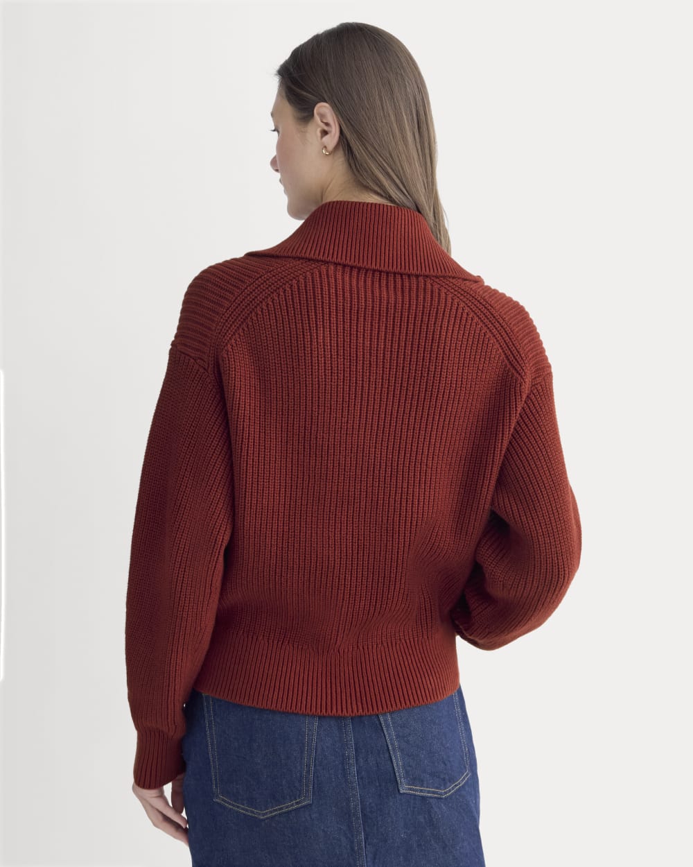 The Full-Zip Sweater in Everyday Cotton | Merlot - Image 5