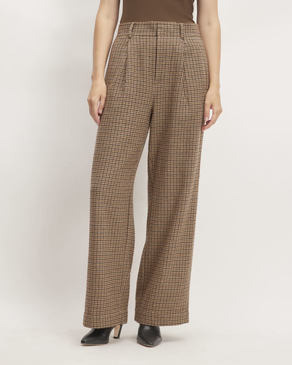 The ReWool® Way-High Drape Pant | Camel Houndstooth - Image 3
