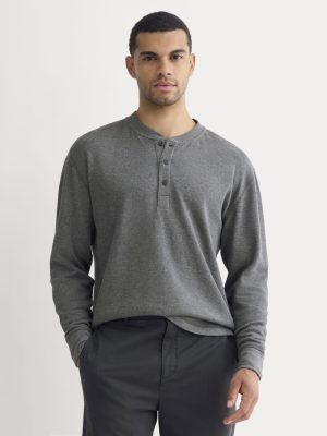 Thermal Henley in Cozy Waffle | Heathered Charcoal