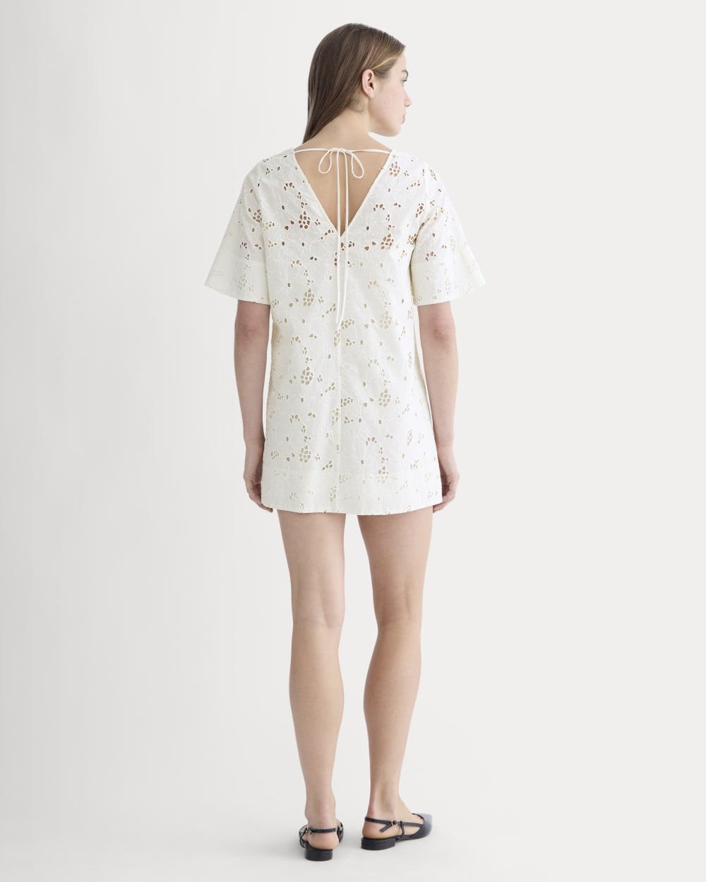 The Eyelet Mini Shift Dress | Bone - Image 4