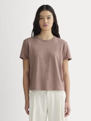 The Box-Cut Tee in Cotton Linen | Rose Dusk