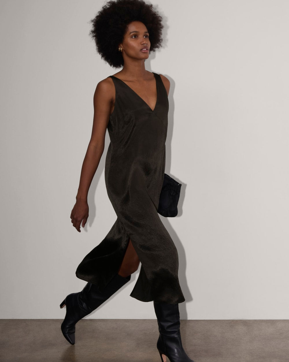 The Satin Slip Dress | Black - Image 4