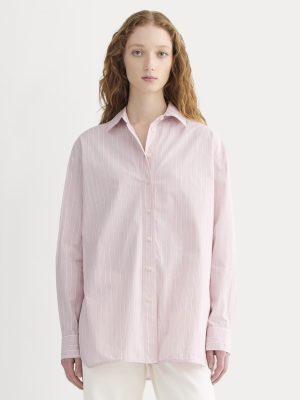 The Boyfriend Shirt in Ultrasoft Cotton | Pink / White