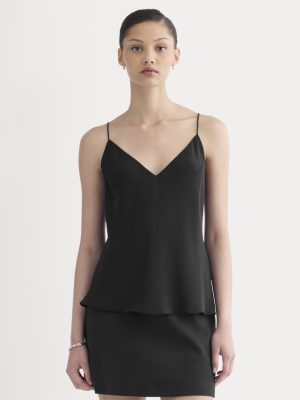 The Tie Back Cami in Washable Silk | Black