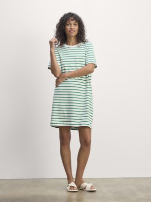 The Organic Cotton Weekend Tee Dress | Bone / Grass Green