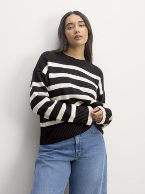 The Boxy Sweater in Everyday Cotton | Black / Canvas