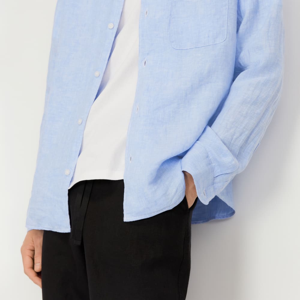 The Relaxed Linen Long-Sleeve Shirt | Light Blue - Image 6