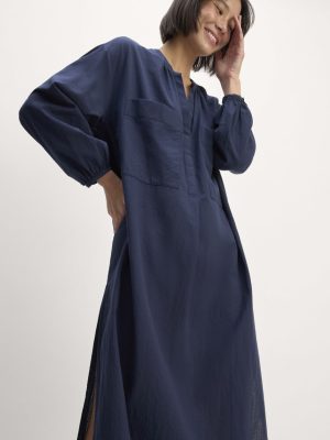 The Gauze Caftan Dress | Navy