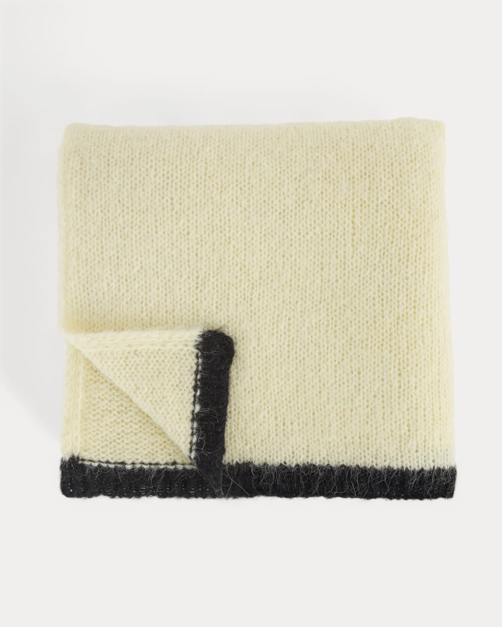 Plush Alpaca Scarf | Bone/ Black - Image 2