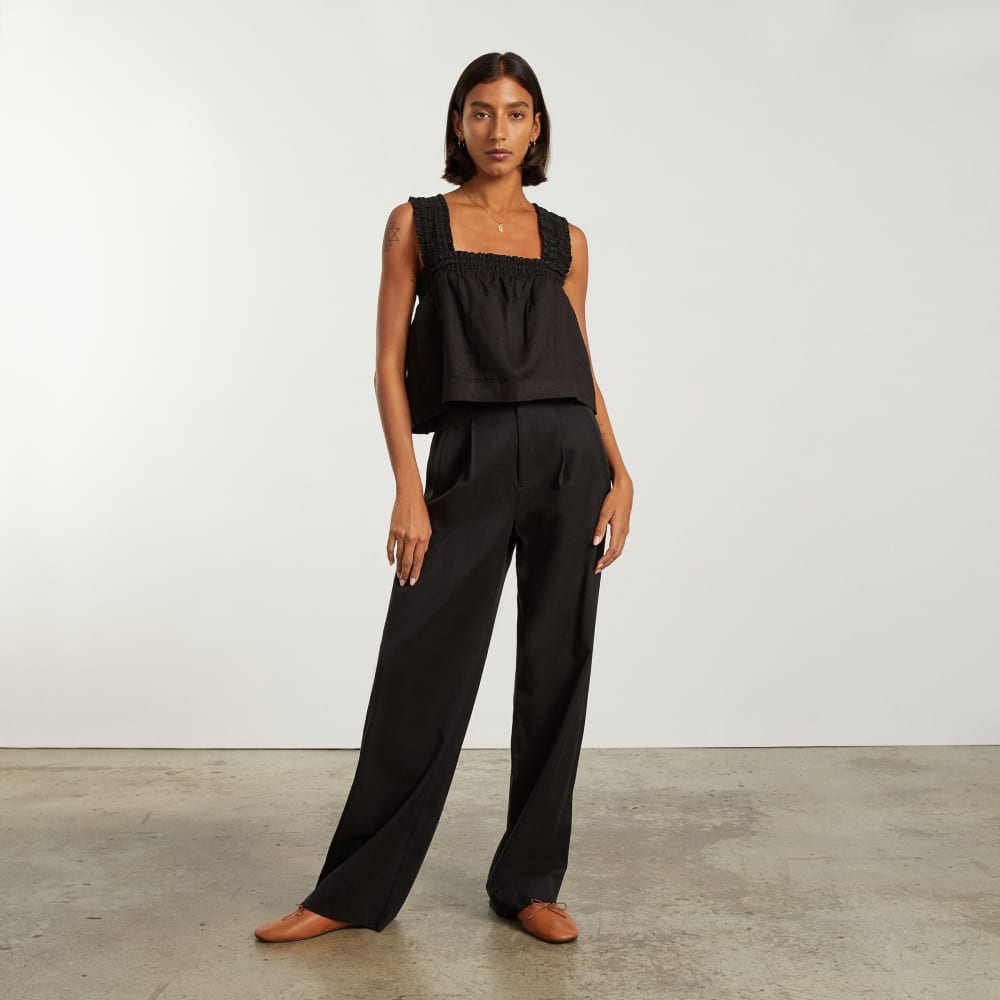 The Smocked Linen Cami | Black - Image 5