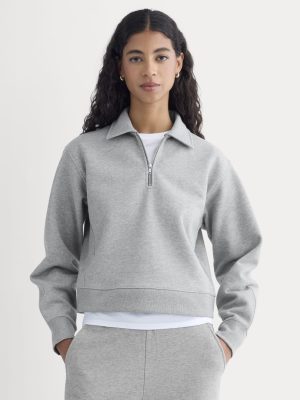 Luxe Fleece Zip Polo | Vintage Heather Grey
