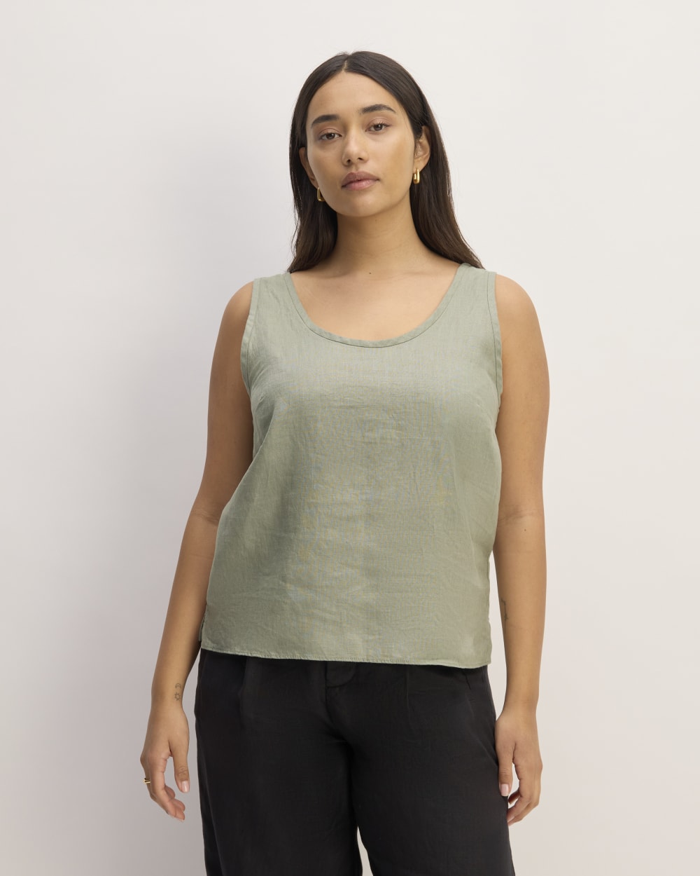 The Scoop Tank in Linen | Sage Green - Image 2