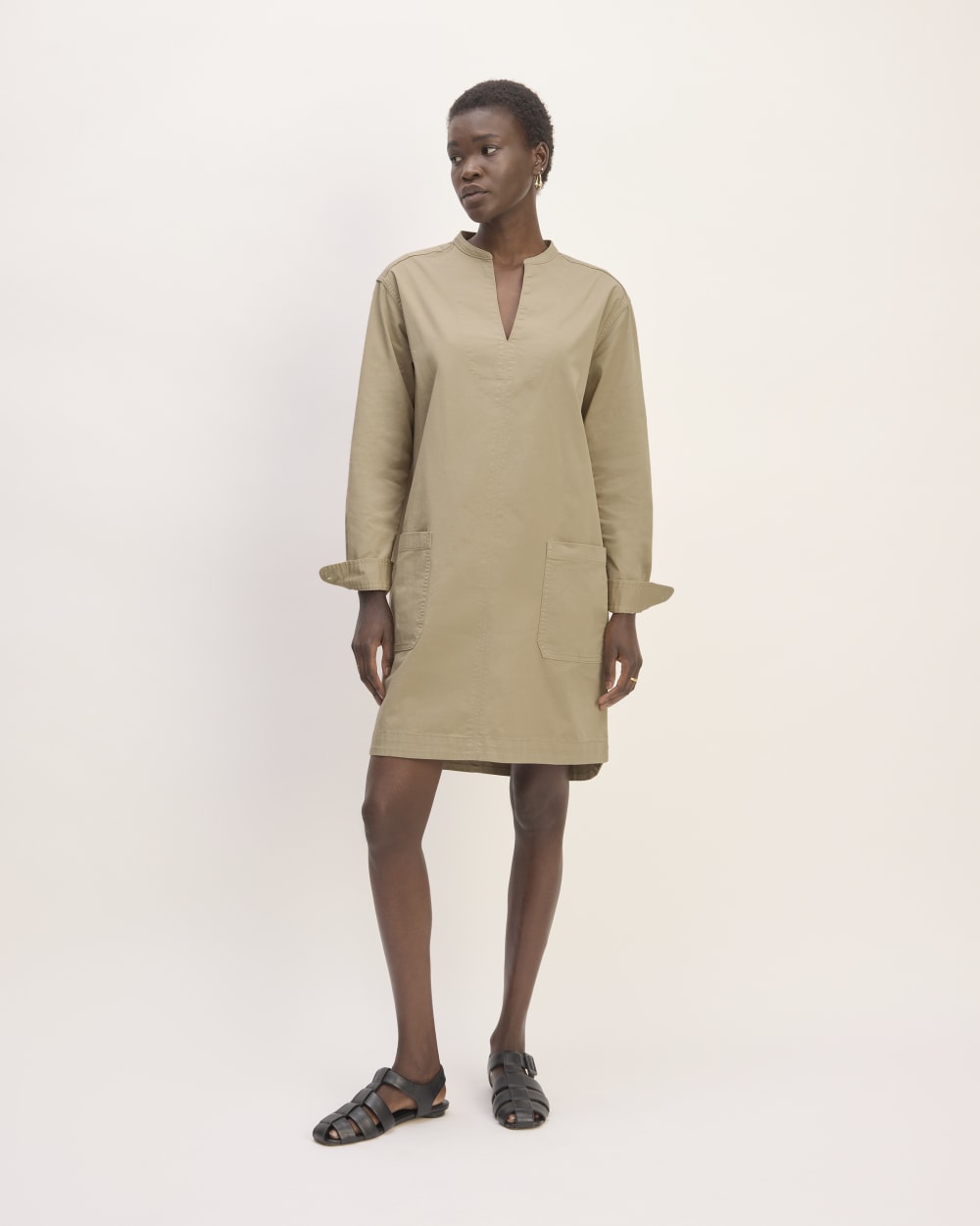 The Long-Sleeve Utility Mini Dress | Trench Coat Khaki - Image 3