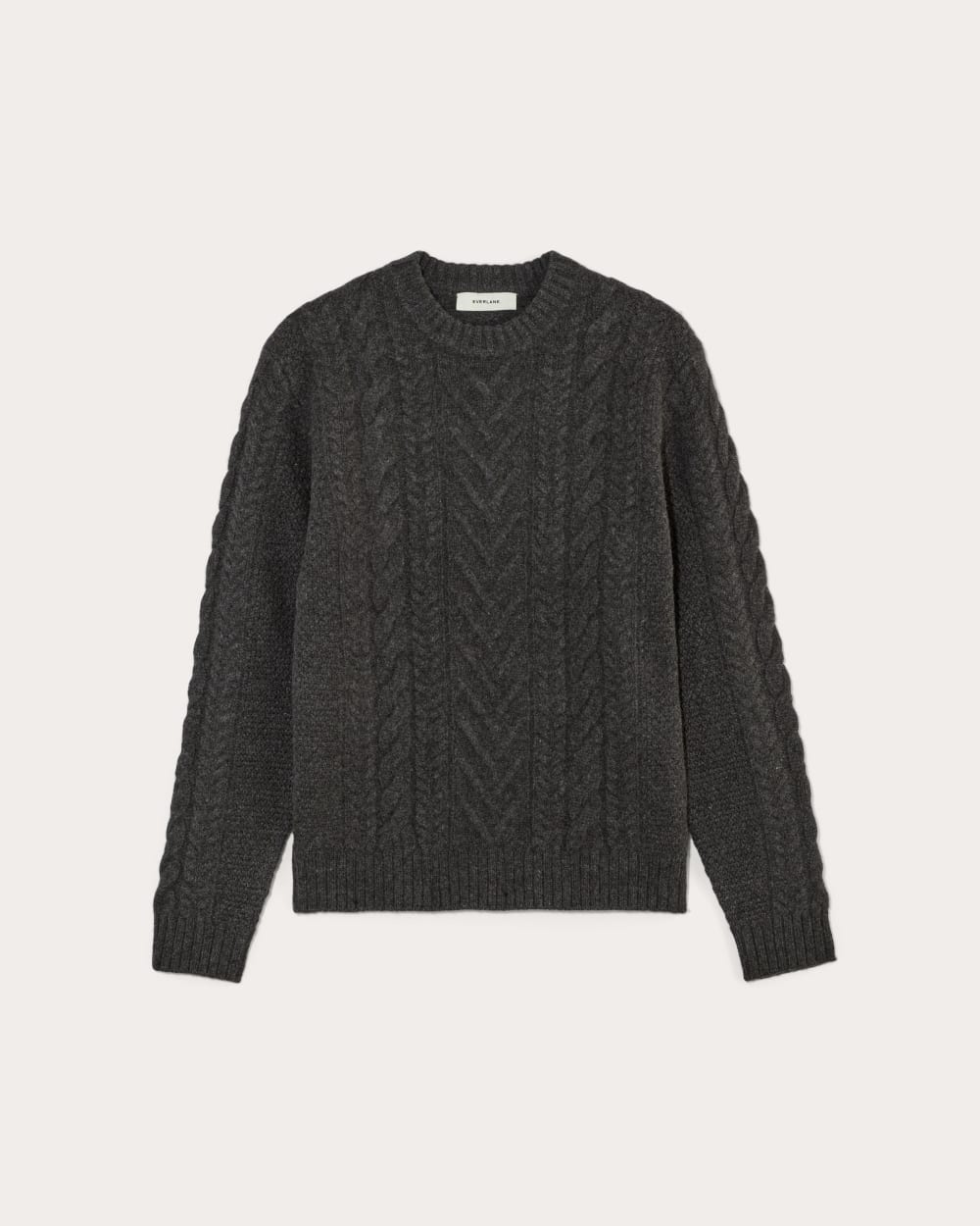 The Felted Merino Cable-Knit Crew | Charcoal - Image 2