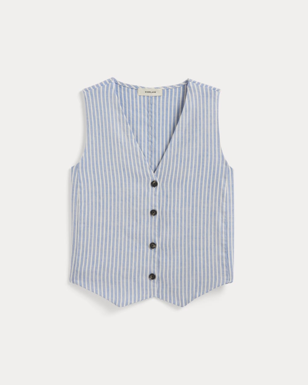 The Vest in Stretch Linen | Bluebell / Bone - Image 2
