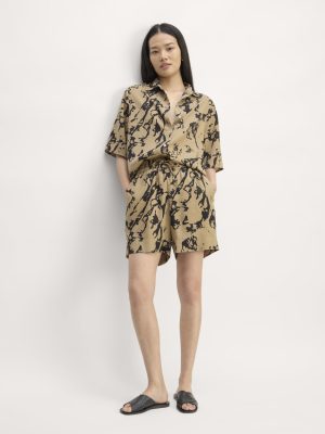 The Vacation Short | Black / Cornstalk Abstract